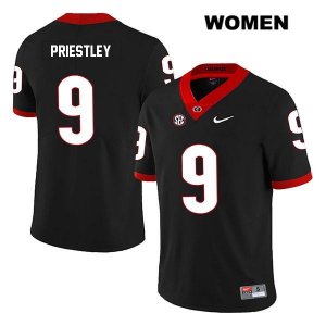 Women's Georgia Bulldogs NCAA #9 Nathan Priestley Nike Stitched Black Legend Authentic College Football Jersey STP6354ND